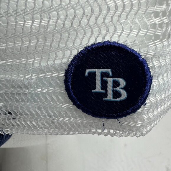 MLB Network Tampa Bay Rays Hat Cap Blue‎ White Mesh Snapback Game Promo Mens - Picture 5 of 7